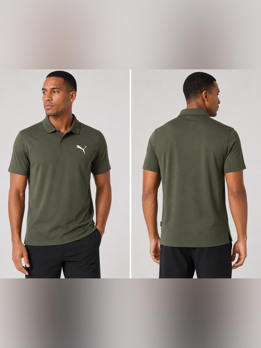 Puma Men’s Dark Olive Green Logo Polo Shirt NWT Size Small